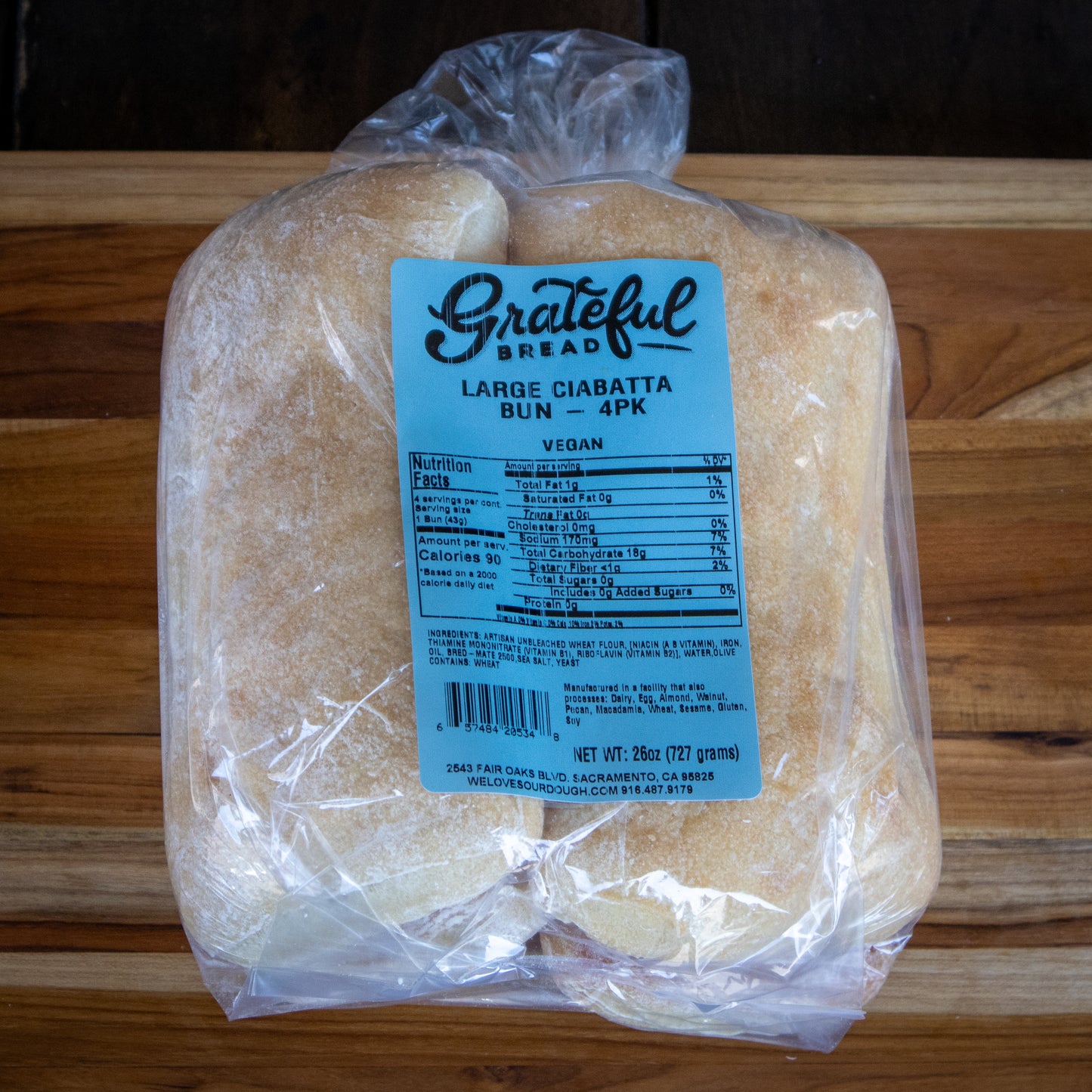 Large Ciabatta Bun - 4 Pack
